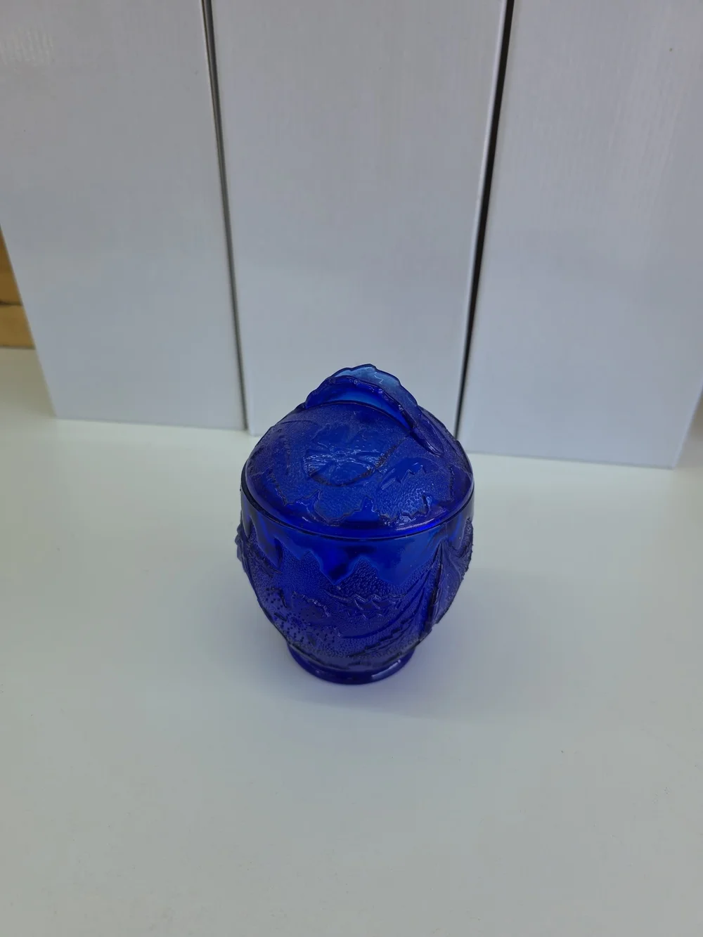 Cobalt Blue Pressed Glass Creamer Pitcher